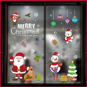 Adornos navideños Pegatinas de pared Ventana Vidrio Santa Claus Muñeco de nieve Adornos Decoración para el hogar