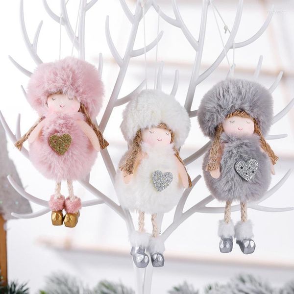 Décorations de noël, breloque d'ange en peluche chaude d'hiver, poupée mignonne de style européen, pendentif d'arbre, décoration de vacances