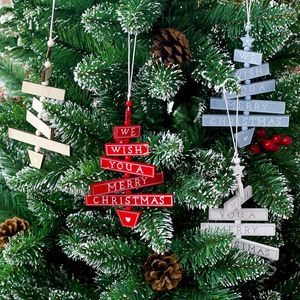 Kerstdecoraties Wij wensen u een vrolijke Christamas houten hangers ornamenten Xmas Tree Hangende houten ambachten voor thuis Navidad