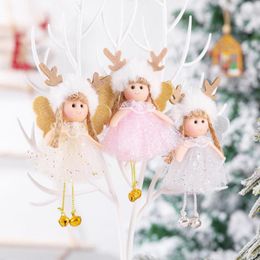 Kerstdecoraties White Angel Doll Toy With Wing Tree Pendant ornamenten Decoratieve thuiskamer Decor Birthday Gift Navidadchristmas