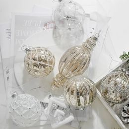 Décorations de Noël Boule de Noël blanche Boule de verre de champagne Ornements de Noël Année Suspendus Boule Pendentifs Décor d'arbre de Noël Adornos Navida 231024