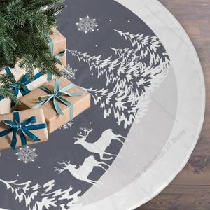 Décorations de Noël Jupe d'arbre gris blanc avec mignon Père Noël Renne Flocon de neige Ornements de Noël Tapis pour la décoration de fête de vacances intérieure