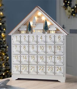 Décorations de Noël LED Blanc Calendrier de l'Avent en bois 24 jours