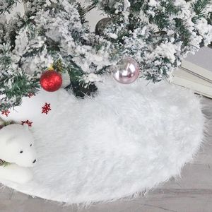 Décorations de Noël Jupe d'arbre en peluche blanche Année 2024 Ornements Tapis en fausse fourrure Maison Chambre Décoration Navidad 2023 Cadeaux de Noël Noel