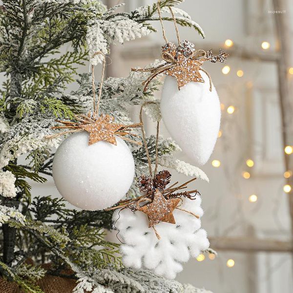 Decoraciones navideñas Copos de nieve blancos Campana 2023 Novedades Esferas Globo de árbol Colgantes para decoración del hogar Navidad