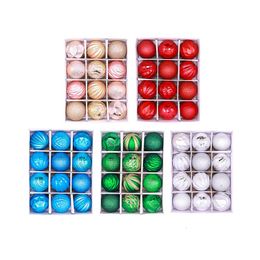 Kerstdecoraties Groothandel 8cm-26cm Red marineblauw Ball Fashion Ornament Meerdere kleuren Pine Tree 12pcs-24pcs/llot 221130