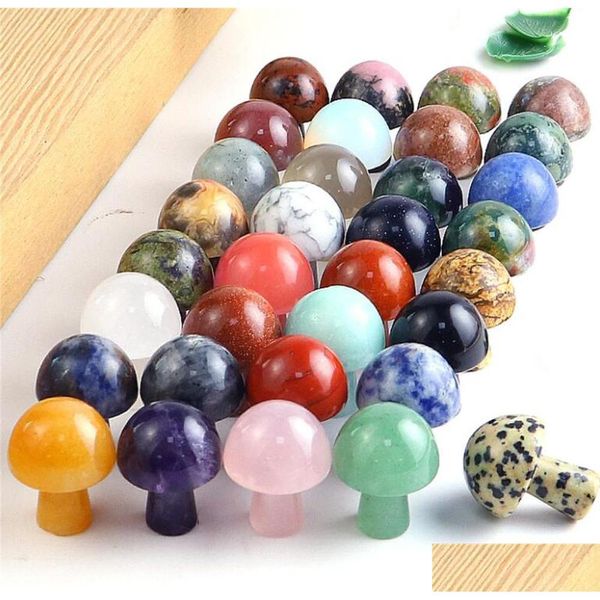 Décorations de Noël en gros de chakra et en forme de champignon Crystals de guérison naturels Agate Stone Quartz Chakras Reiki Yoga Flower P DH6uf