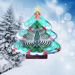 Kerstdecoraties Wind Spinner 3D roestvrijstalen boomvorm Chime Metal Decoration Indoor Out 0929