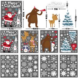Kerstdecoratie Raamstickers Stickers Dubbelzijdig Verwijderbare Kerst Gel Cling Sneeuwvlok Sticker Decals Voor Glas Drop Levering Amcn0