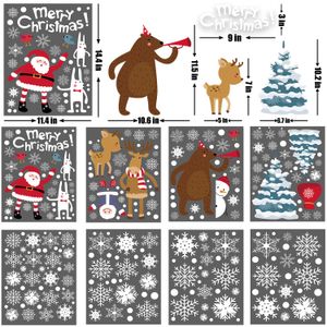 Kerstdecoratie Raamstickers Stickers Dubbelzijdig Verwijderbare Xmas Gel Cling Sneeuwvlok Sticker Decals Voor Glas Drop Levering Ambvi
