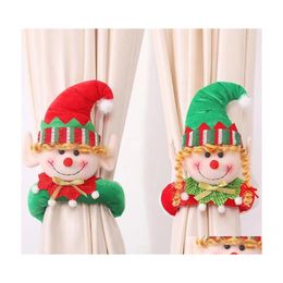 Kerstdecoraties raamgordijn s schattige elf poppenhaakhouder voor huisvakantie Xmas ornament -accessoires drop levering tuin fes dhr2l