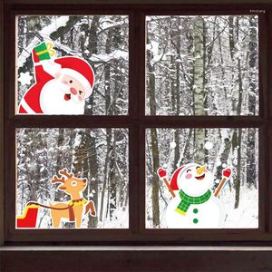 Autocollants statiques pour fenêtre, décorations de noël, flocons de neige du père noël, sparadrap muraux d'hiver pour chambres d'enfants, année