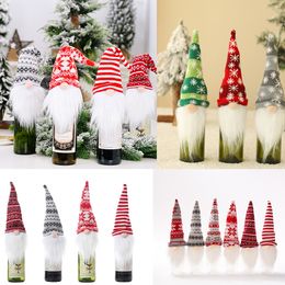 Kerstdecoraties Wijnfleshoes Tas Naceloze Doll Gnome Santa Claus Toppers ornamenten voor Home Kerstmis Nieuwjaar Dinertafel Decor