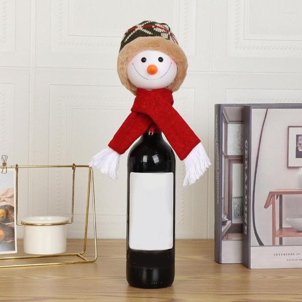 Décorations De Noël Couverture De Bouteille De Vin Beau Père Noël Bonhomme De Neige Tête Topper Creative Décoration De Fête De Noël Vente