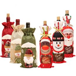 Decoraciones navideñas Cubierta de botella de vino Feliz para el adorno del hogar Año 2024 Regalos de Navidad de Navidad 231023