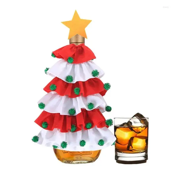 Decoraciones navideñas para botella de vino, bolsa de regalo con forma del árbol, decoración del hogar, adornos de mesa, suministros para botellas, Holida