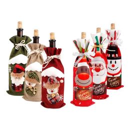 Decoraciones navideñas Botella de vino Er Merry Decor para el hogar 2021 Navidad Noel Adornos Regalo de Navidad Feliz año 2022 Drop Delivery Garden Dhngz