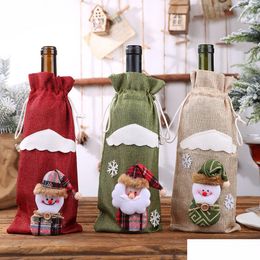 Décorations De Noël Bouteille De Vin Er Père Noël Bonhomme De Neige Dstring Sacs Cadeaux Vaisselle Année De Noël Décoration Xbjk2108 Drop Delivery Hom Dhci8