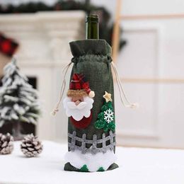 Décorations de Noël Fournitures de table à vin Sac Ensemble de bouteilles Décoration de fête Étiquettes rouges pour supports et caves