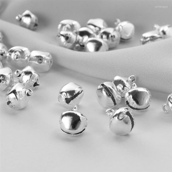 Décorations de Noël winomo 100pcs 12 mm Jingle Small Bells Bells de Noël décoration de mariage Perles de bijoux Charmes (argent)