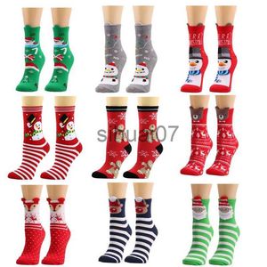 Decoraciones navideñas Calcetines navideños para mujer Interesante Papá Noel Copo de nieve Alce Calcetines de algodón Decoración de año nuevo para hombres Navegación 2023 Regalo de Navidad x1019