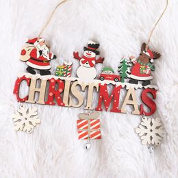 Décorations de Noël Décoration en bois Bienvenue Porte naine suspendue Joyeux 2024 Feliz Navidad Home 231121