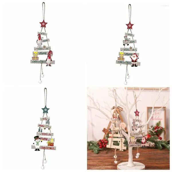 Décorations de noël en bois, ornements pour arbre, décoration murale, père noël bonhomme de neige, panneaux en bois avec corde, fournitures de décoration de maison pour fête