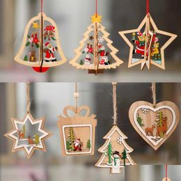 Kerstdecoraties houten kerstboom hart sneeuwvlok jingle bel hangen decoraties houten ornamenten el huisdecoratie levering dhtns