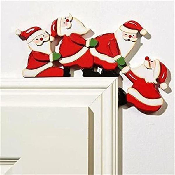 Adornos navideños Marco de puerta de madera Santa Claus Adornos colgantes de árboles al aire libre de Navidad