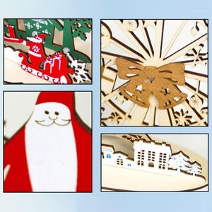 Décorations de Noël en bois Elk Santa Claus Tour Grande Roue Décoration DIY Joyeux Noël Ornement Église Table Décor À La Maison M76D1
