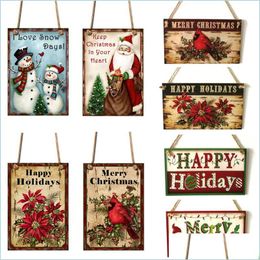 Kerstdecoraties houten Halloween -bord welkom hangende heksen pompoenbord christms deur raam muur decoratie drop levering h dhcif