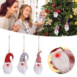 Décorations de Noël pendentif en bois gnome sans visage de Noël ornements suspendus pour la maison NAVIDAD Gift Year 2024 L5
