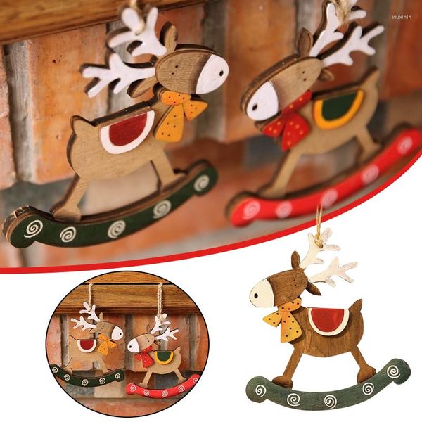 Décorations de Noël Pendentifs en bois peints à la main Rétro Elk Ornements suspendus pour fête Maison Jardin gratuit