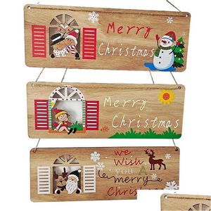 Kerstdecoraties houten plaquette hangende hangers huis decoratieve kerstman chlaus vrolijke boom ornamenten gelukkige jaar drop levering garde dh4gk