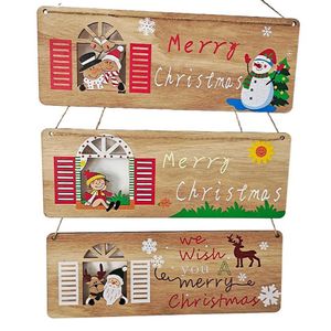 Kerstversiering Houten Plaque Opknoping Hangers Home Decoratieve Kerstman Vrolijke Boomornamenten Gelukkig Jaar 181h