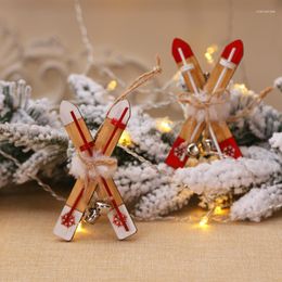 Weihnachtsdekorationen Holzschlitten Dekoration für Zuhause Skiglocke Weihnachtsschmuck Kinder Geschenk Navidad Jahr Party Dekor 2023