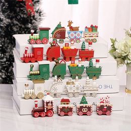 Décorations de Noël Train en bois pour la maison Noël Navidad Noel Cadeaux Ornement Année 2023 220901