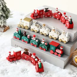 Décorations de Noël Train en bois Joyeux ornements pour la table de la maison Noel Navidad Cadeaux de Noël Année 2023 221123