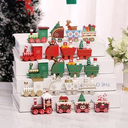 Kerstdecoraties houten treintafel decor 4 knopen diy geassembleerde ornament festival lay -out voor vakantiehuis kerstcadeaus