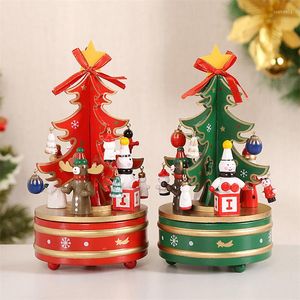 Kerstdecoraties houten boommuziekbox met spinning muzikale ornamenten creatief beeldje speelgoed cadeau bureaublad tabblad