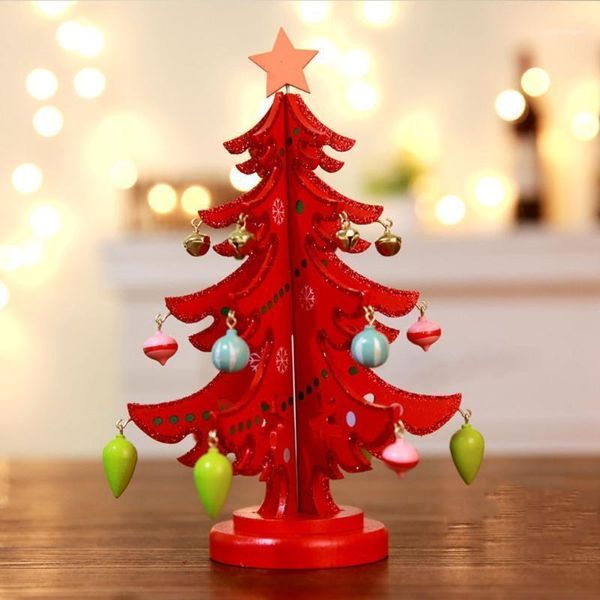 Adornos navideños Mesa de árbol de madera Decoración de fiesta Adornos Papá Noel Navidad Hogar Navidad 2022 Artesanías