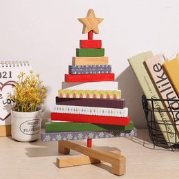 Kerstdecoraties houten bomen figurines decoratie 2023 huisaccessoires roteerbare miniaturen esthetische kamer decor kinderen cadeau