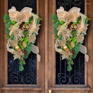 Decoraciones navideñas puerta de la corona de la corona decoración delantera navidad ornamento de guirnalda árbol de Navidad arco dorado cono cone bola de aguja de la casa decoración del hogar