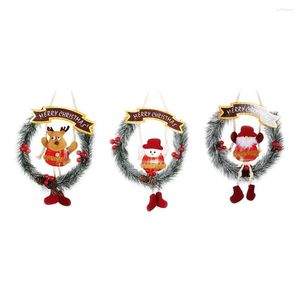 Kerstdecoraties krans voor voordeur winterkransen hanger vrolijk bord santa rendier sneeuwman poppen vakantie Garland s