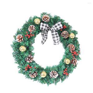 Couronne de décorations de noël avec nœud, décoration de porte suspendue en rotin, guirlande décorative pour la maison, meilleure vente