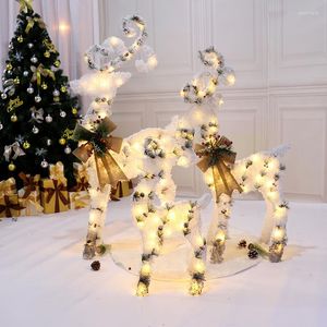 Décorations de noël en fer forgé brillant wapiti blanc bonhomme de neige El fenêtre décoration artisanat fournitures décoration de la maison