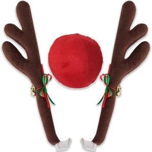 Kerstdecoraties Kerstmis auto rendier gewei voor raam dak grille rudolph kit jaar decor 221125