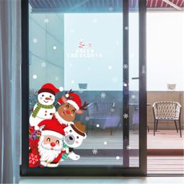 Adornos navideños DIY Santa Elk pegatinas estáticas 2021 Feliz Año regalo decoración para el hogar adornos Noel Navidad Decor1