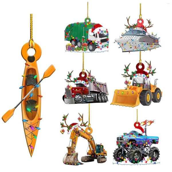 Decoraciones navideñas Árbol de coche de ingeniería de Navidad para niños Accesorios de fiesta de cumpleaños Mini excavadora Ornamento Juguetes de regalo