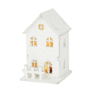 Décorations de Noël Ornement de Noël LED Maison en bois avec cabine lumineuse de flocon de neige 231121